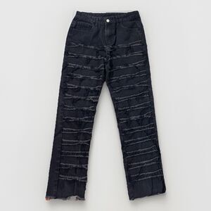 Men’s Denim Sz S Frayed Fringe Distressed Jeans Black SHEIN